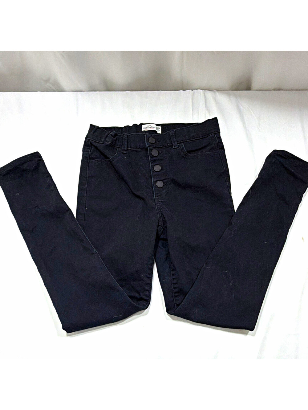 Jordache Super Skinny Girls Black Denim Skinny Jeans Size 16 Slim Button